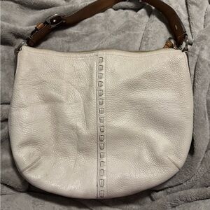 Coach White and Tan Leather Hobo Bag